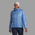 Cornflower Montane Women's Anti-Freeze Hooded Down Jacket Model Front FAFZHCOR
