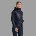 Eclipse Blue Montane Women's Anti-Freeze Lite Hooded Down Jacket Model Front FANLHECL