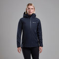 Eclipse Blue Montane Women's Cetus Lite Waterproof Jacket Model Front FCLJAECL