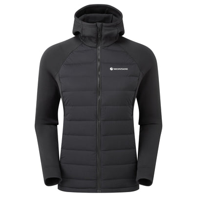 Black Montane Women's Composite Hooded Down Jacket Front FCOHOBLA