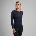 Eclipse Blue Montane Women's Dart Lite Long Sleeve T-Shirt Model Front FDLLSECL