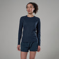 Eclipse Blue Montane Women's Dart Nano Long Sleeve T-Shirt Model Front FDNLSECL