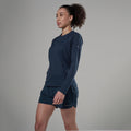 Eclipse Blue Montane Women's Dart Nano Long Sleeve T-Shirt Model 4 FDNLSECL