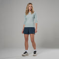Sea Mist Montane Women's Dart Nano Long Sleeve T-Shirt Model 3 FDNLSSEA