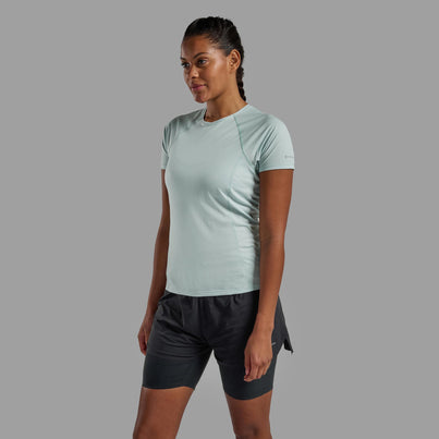 Sea Mist Montane Women's Dart Nano T-Shirt Front FDNTSSEA