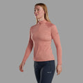 Pink Clay Montane Women's Dart Zip Neck T-Shirt Model Front FDRZIPCL