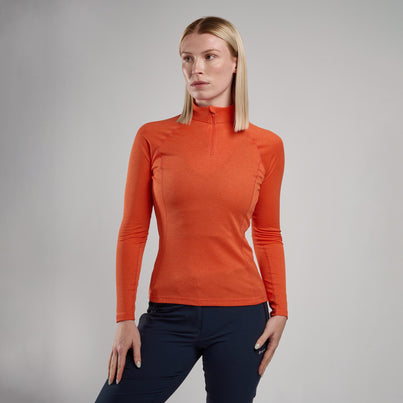 Tigerlily Montane Women's Dart Zip Neck T-Shirt Front FDRZITIG