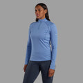 Cornflower Montane Women's Dart XT Thermal Zip Neck T-Shirt Model Front FDXZNCOR