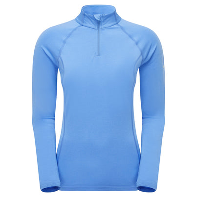 Cornflower Montane Women's Dart XT Thermal Zip Neck T-Shirt Front FDXZNCOR