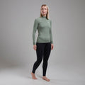 Pale Sage Montane Women's Dart XT Thermal Zip Neck T-Shirt Model 4 FDXZNSAG