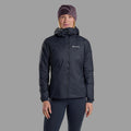 Eclipse Blue Montane Women's Fortes Lite Hooded Insulated Jacket Model Front FFOLHECL