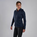 Eclipse Blue Montane Women's Fury Hooded Fleece Jacket Model Front FFRYHECL