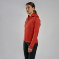 Saffron Red Montane Women's Fury Hooded Fleece Jacket Model Front FFRYHSAF