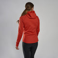 Saffron Red Montane Women's Fury Hooded Fleece Jacket Model Back FFRYHSAF