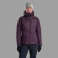 Mulberry Montane Women's Fortes XT Hooded Insulated Jacket Model Front FFXTHMUL