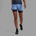 Cornflower Montane Women's Jetstream 4" Trail Running Shorts Model Front FJSS4COR