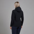 Black Montane Women's Khamsin Hooded Softshell Jacket Model Back FKHAHBLA