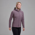 Moonscape Montane Women's Khamsin Hooded Softshell Jacket Model Front FKHAHMOO