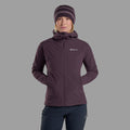 Mulberry Montane Women's Khamsin Hooded Softshell Jacket Model 3 FKHAHMUL