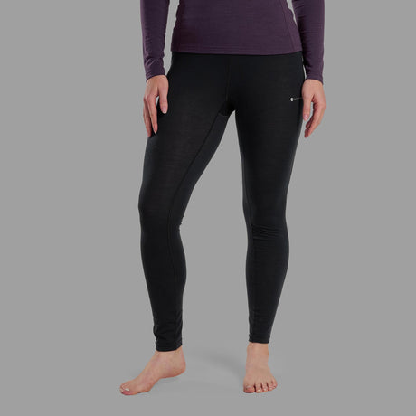 Black Montane Women's Malli Merino Leggings Front FMALLBLA