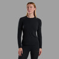 Black Montane Women's Malli Long Sleeve Merino T-Shirt Model Front FMLSTBLA