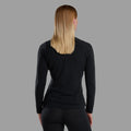 Black Montane Women's Malli Long Sleeve Merino T-Shirt Model Back FMLSTBLA