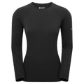 Black Montane Women's Malli Long Sleeve Merino T-Shirt Front FMLSTBLA