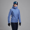 Cornflower Montane Women's Niveus Lite Waterproof Jacket Model Front FNILJCOR