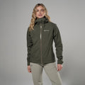 Moss Montane Women's Norste Waterproof Jacket Model Front FNOJAMOS