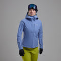 Cornflower Montane Women's Nordes Hooded Softshell Jacket Model Front FNORHCOR