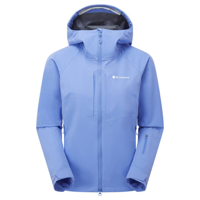 Cornflower Montane Women's Nordes Hooded Softshell Jacket Front FNORHCOR