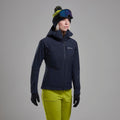 Eclipse Blue Montane Women's Nordes Hooded Softshell Jacket Model Front FNORHECL
