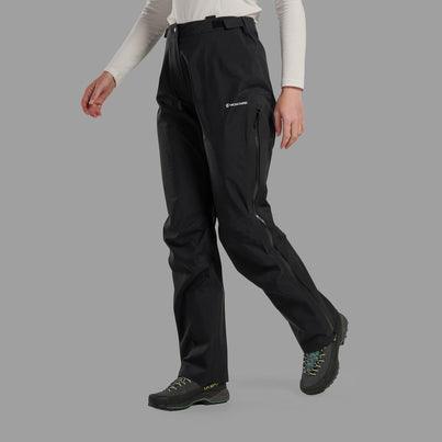 Black Montane Women's Phase Waterproof Pants Front FPHAPBLA