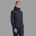 Eclipse Blue Montane Women's Phase Lite Waterproof Jacket Model Back FPLJAECL