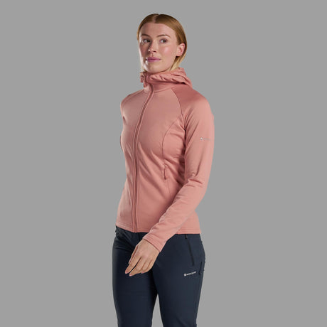 Pink Clay Montane Women's Protium Hooded Fleece Jacket Front FPRHOPCL
