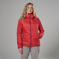 Hot Chilli Red Montane Women's Prism Hooded Insulated Jacket Model Front FPRJHHOT