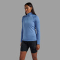 Cornflower Montane Women's Protium Lite Pull On Fleece Model Front FPRLPCOR