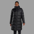 Black Montane Women's Polaron XT Hooded Down Jacket Model Front FPXTHBLA