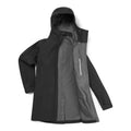 Midnight Grey Montane Women's Spirit Long Waterproof Jacket Model Front FSLOJMNG