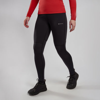 Black Montane Women's Slipstream Thermal Trail Running Tights Front FSTHRBLA