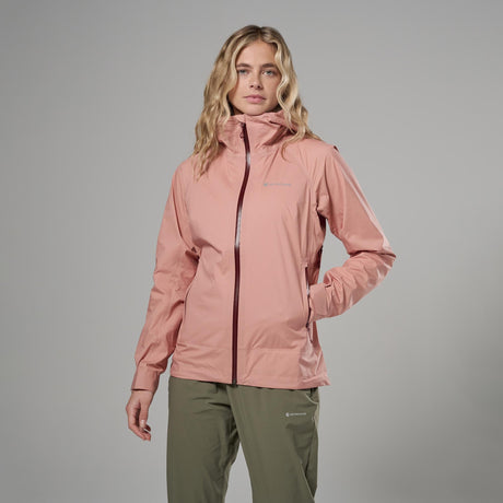 Pink Clay Montane Women's Vortic Waterproof Jacket Front FVORJPCL