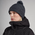 Eclipse Blue Montane Nev Beanie Hat Model Front HNEBEECL
