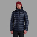 Eclipse Blue Montane Men's Anti-Freeze XT Hooded Down Jacket Model Front MAXTHECL
