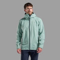 Sea Mist Montane Men's Cetus Waterproof Jacket Model Front MCTJASEA