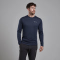 Eclipse Blue Montane Men's Dart Long Sleeve T-Shirt Model Front MDLSTECL