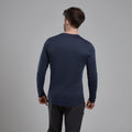 Eclipse Blue Montane Men's Dart Long Sleeve T-Shirt Model Back MDLSTECL