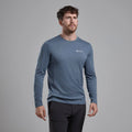 Stone Blue Montane Men's Dart Long Sleeve T-Shirt Model Front MDLSTSTB