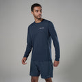 Eclipse Blue Montane Men's Dart Nano Long Sleeve T-Shirt Model Front MDNLSECL