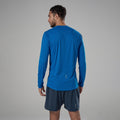 Neptune Blue Montane Men's Dart Nano Long Sleeve T-Shirt Model Back MDNLSNEP