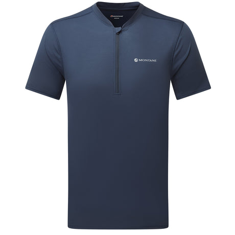 Eclipse Blue Montane Men's Dart Nano Zip T-Shirt Front MDNZTECL